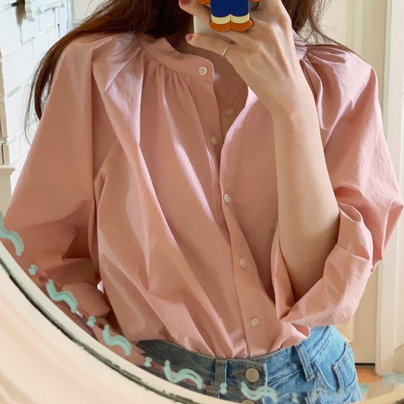 Áo tay dài cổ tròn kiểu dáng dễ thương cho nữ