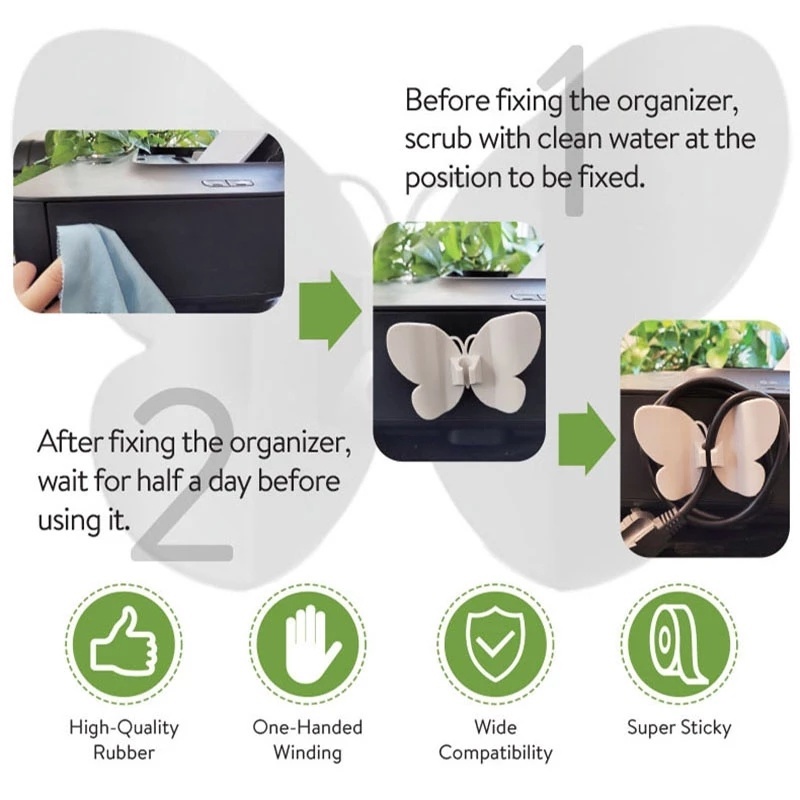 1 Kẹp Quấn Dây Cáp Gọn Gàng Hình Bướm Tiện Dụng