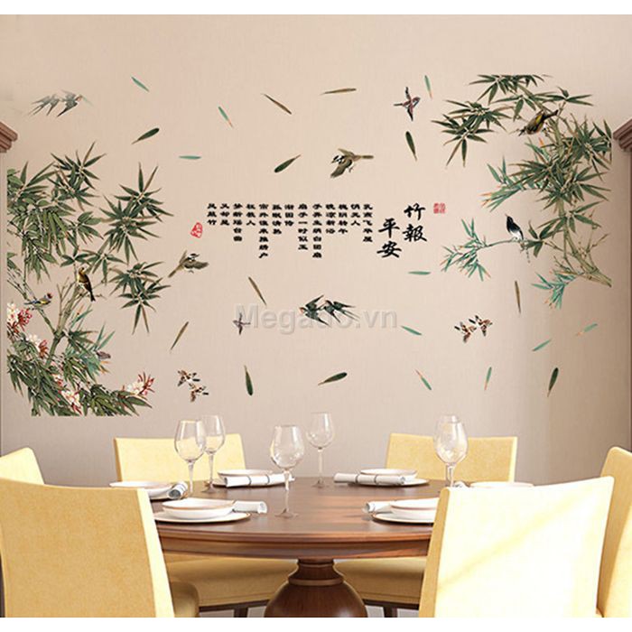 Decal dán tường khóm tre A359