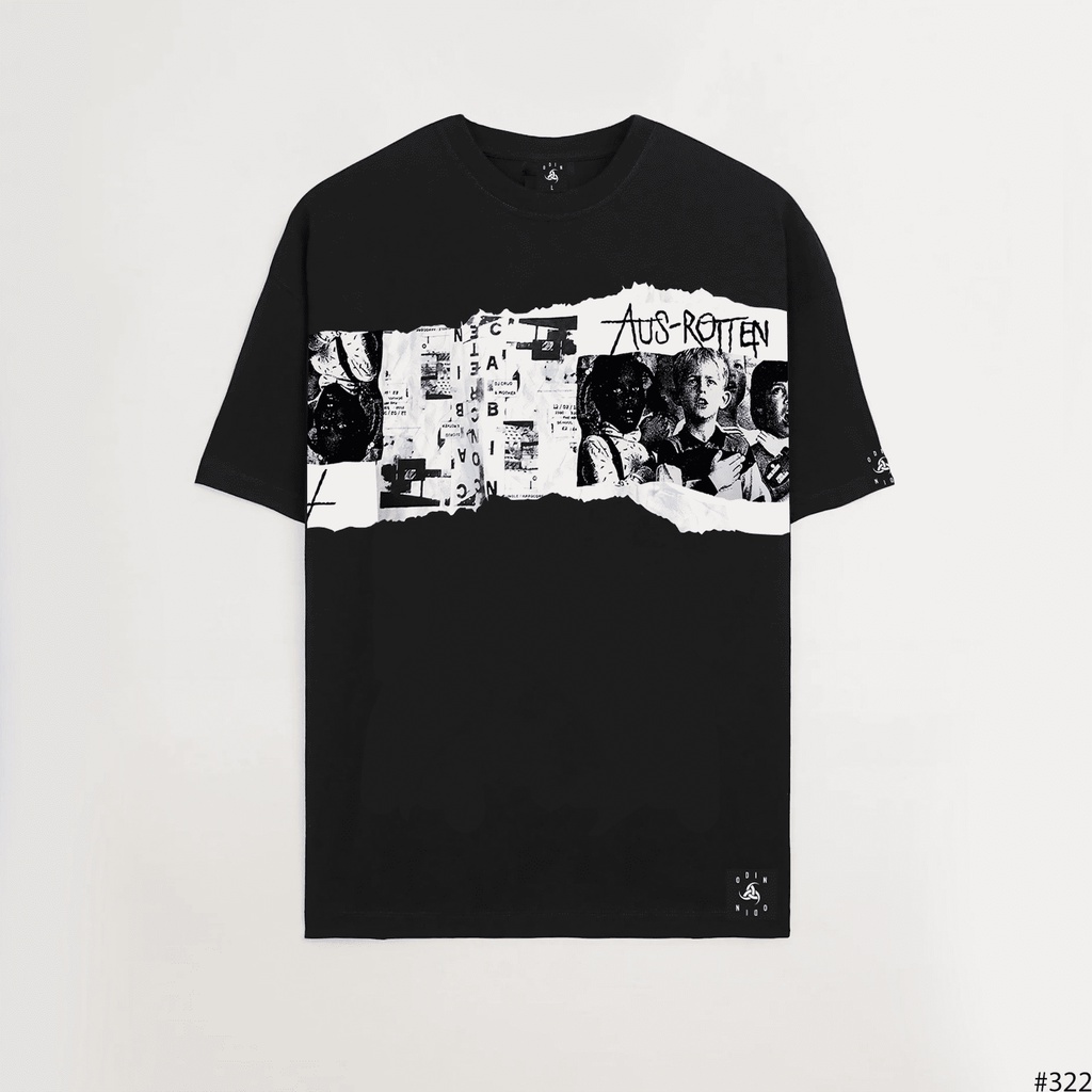 Áo thun oversize Black Newspaper , áo phông cotton nam nữ unisex, ODIN CLOTHING