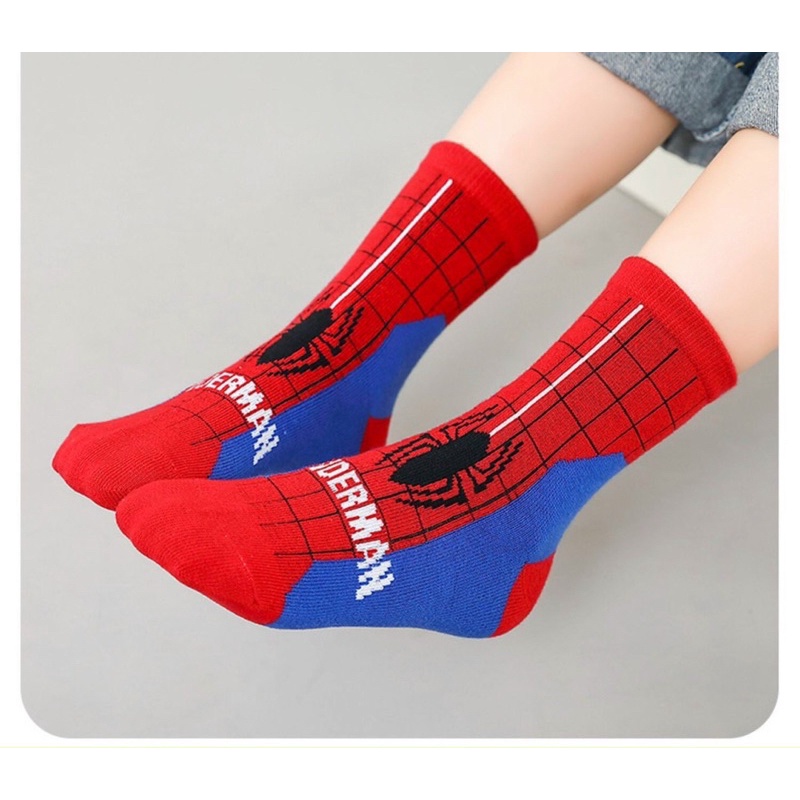 SP000908 Tất len spiderman, batman, superman siêu xinh set 5 đôi tất siêu nhân người nhện cho bé trai 1-12T