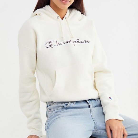 Áo hoodie nỉ Champion UO Plaid Script Hoodie 102018  550093