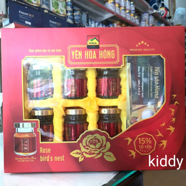 Yến sào hoa hồng 15% tổ yến 6 lọ x 70ml