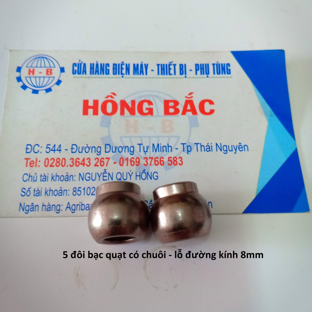 5 đôi bạc có chuôi - lỗ đường kính 8mm