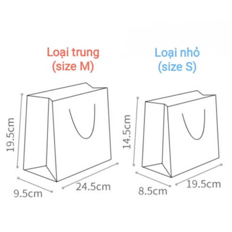 Túi giấy đựng quà size 24,5x9,5x19,5cm mẫu gấu thỏ cute quai lụa