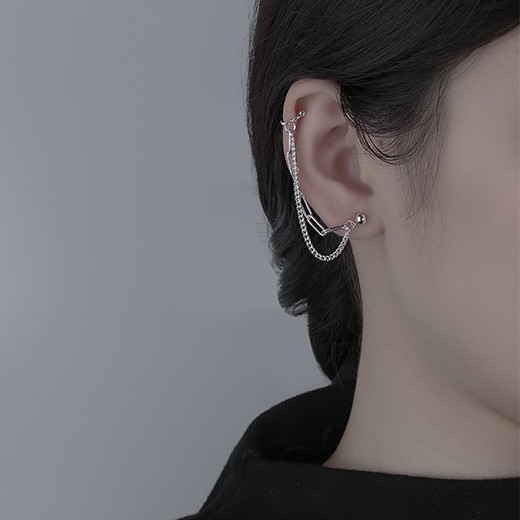 1 chiếc - Khuyên tai kẹp vành 2 dây