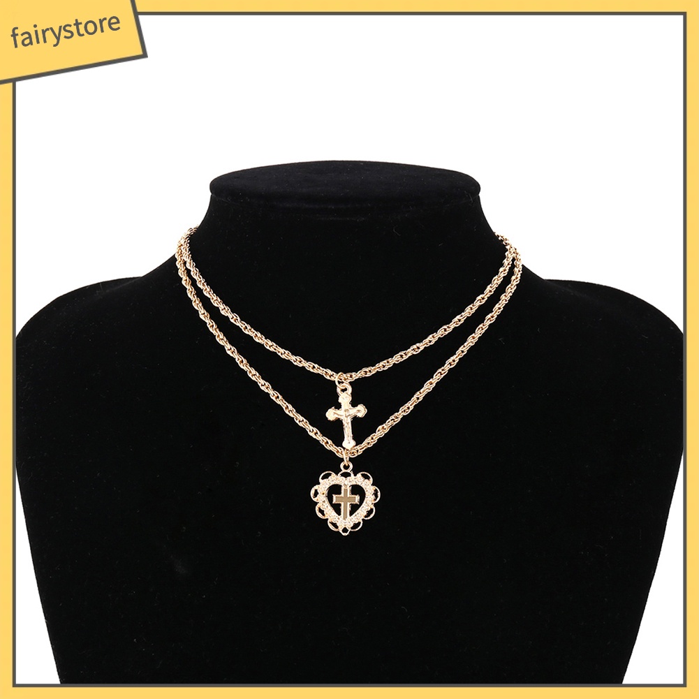 Vòng cổ choker 2 tầng mặt thánh giá thời trang nữ tính