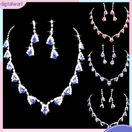 Bộ Vòng cổ + Bông Tai Đính Đá Zircon Cho Nữ