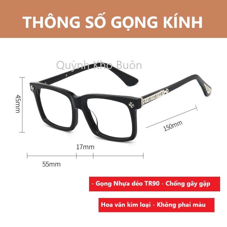 Kính mắt Chrome Heart nam nữ xuất xịn , TRÒNG 0 ĐỘ KIỂU GIÁNG HÀN OVERSIDE CAO CẤP HOT TREND Q2271