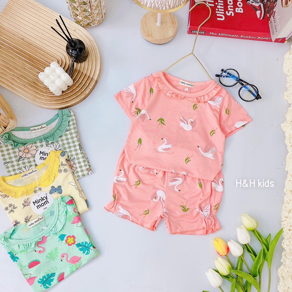 Bộ cộc tay thun lạnh Minky Mom cho bé gái.