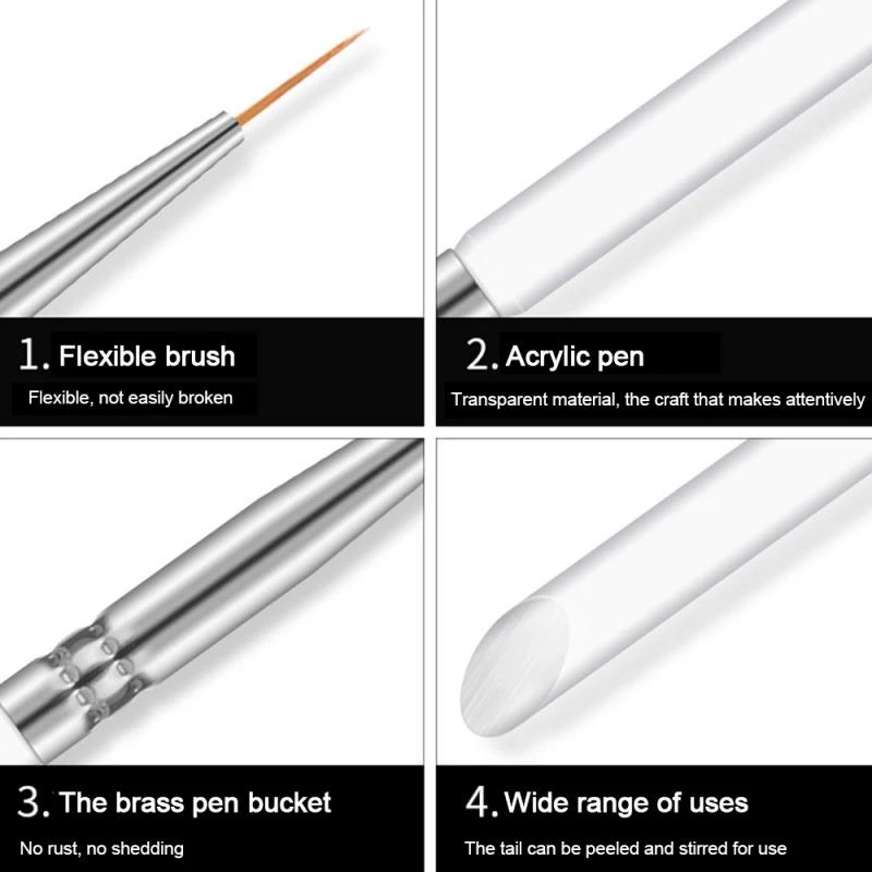 Set 3 Cọ Vẽ Móng Tay Chuyên Nghiệp