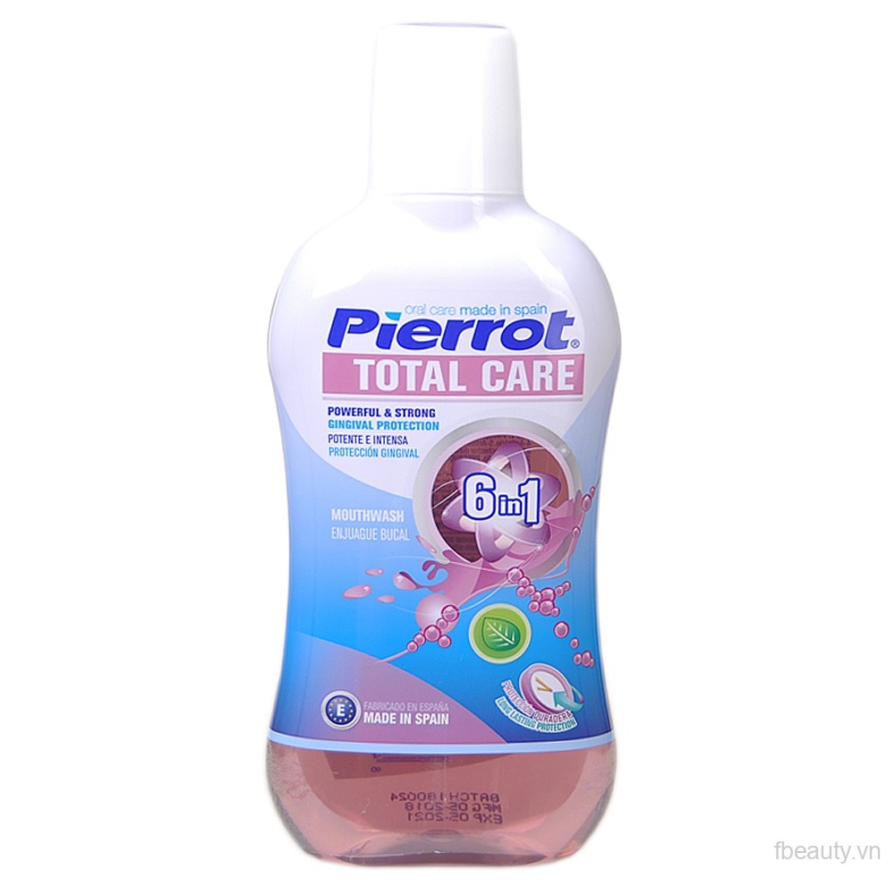 Nước súc miệng Pierrot 500ml - Chống hình thành mảng bám, tăng cường men răng, ngăn ngừa sâu răng, hơi thở thơm mát