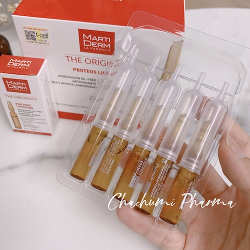 Ống lẻ martiderm proteos liposome - ampoule chống oxy hoá, phục hồi, điều tiết bã nhờn