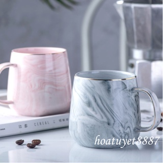 Ly Cốc sứ cao cấp Vân đá viền vàng sang trọng dung tích 350ml