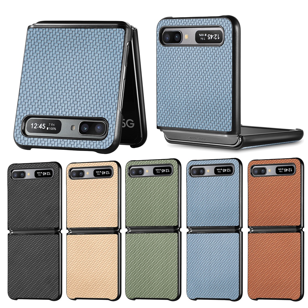 Ốp Điện Thoại Sợi Carbon Chống Sốc Đơn Giản Cho Samsung Galaxy Z Flip Fold 5 4 3 2 1