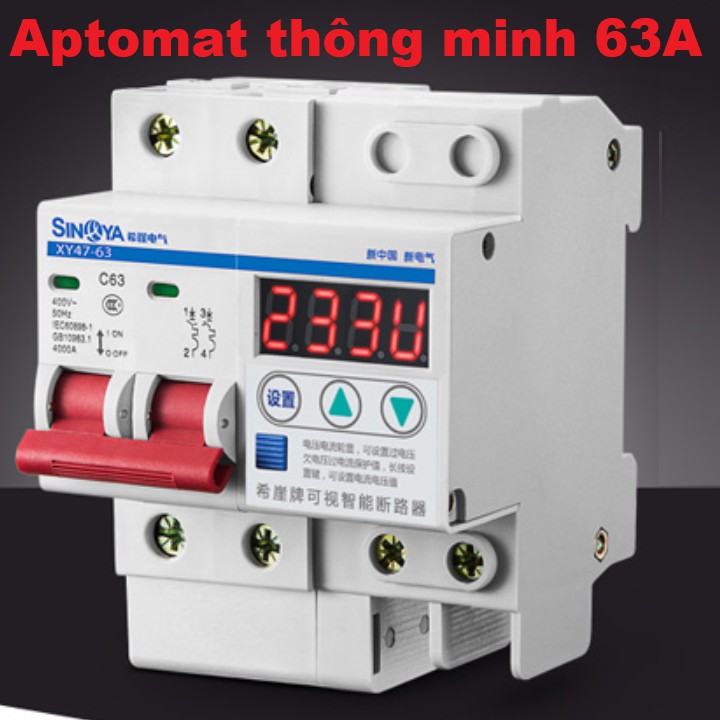 Aptomat thông minh- Ngắt điện theo giá vị VÔN và AMPE cài đặt 63A