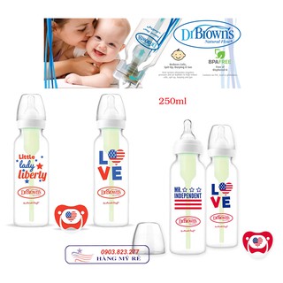 Combo 2 Bình Sữa Cổ Thường kèm Ngậm Ti Dr.Brown's (Hàng US)