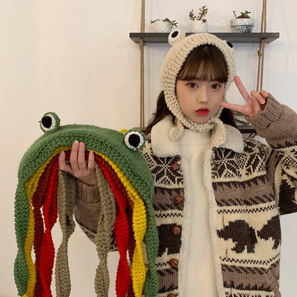 Nón Len Dệt Kim Hoạ Tiết Hình Con Ếch Sành Điệu Dành Cho Nữ