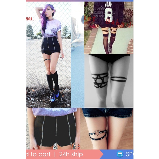 Set 2 Đai Nịt Tất Chất Liệu Da Phong Cách Harajuku Cá Tính