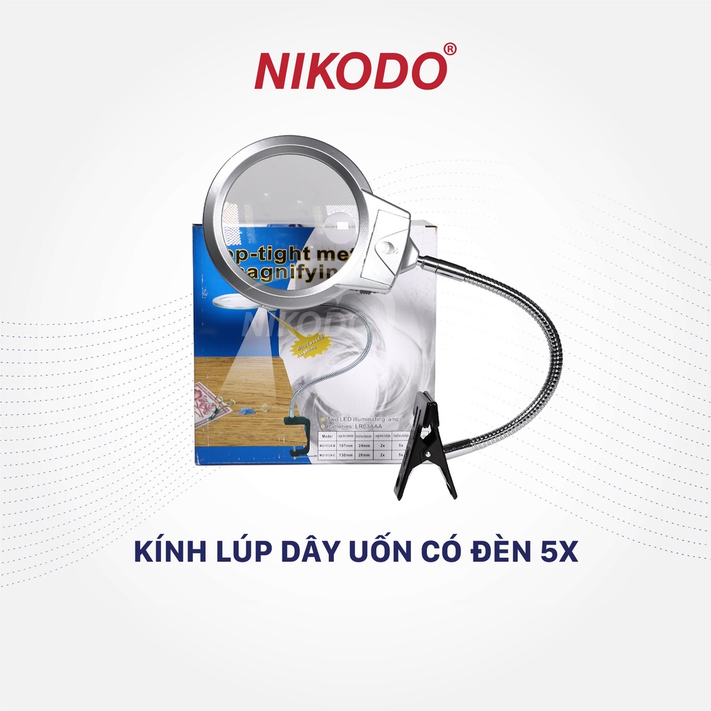 Kính lúp kẹp bàn phóng đại 5x có 2 đèn LED, soi nhặt lông Yến, sữa chữa điện tử, đọc sách báo - Phụ kiện yến sào giá sỉ