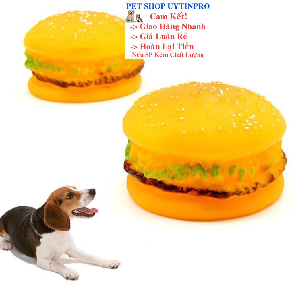 Đồ chơi bánh Hambuger phát ra tiếng kêu cho Chó Mèo chất liệu nhựa an toàn Giúp thú cưng thư giãn, xả stress