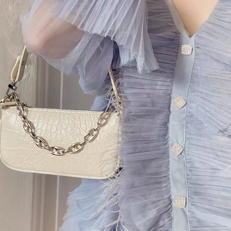 💥 MẪU MỚI HÓT 💥 Túi Kẹp Nách Khóa Vuông Nữ Vintage Vân Da Rắn XÁCH TAY Cực Đẹp MÀU ĐEN TRẮNG  SL