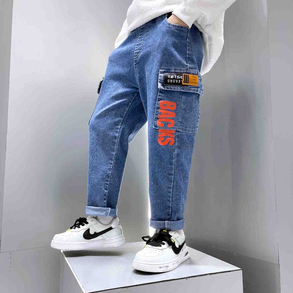 Quần Jeans Dài Ống Đứng Thời Trang Xuân Thu Cho Bé Trai