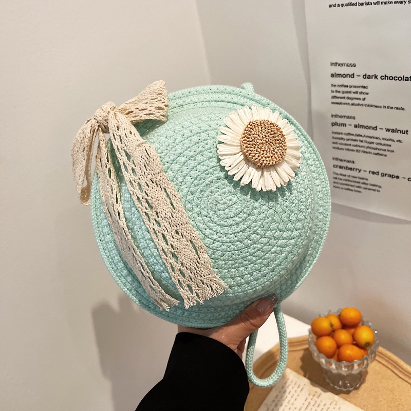 Túi Đeo Chéo Hình Tròn Đan Sợi Phong Cách Hàn Quốc Thời Trang Cho Nữ