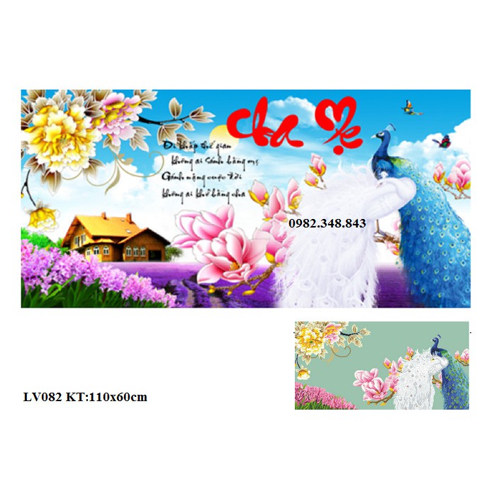 Tranh đính đá cha mẹ KT:110x60cm. Tranh gắn đá chưa gắn.