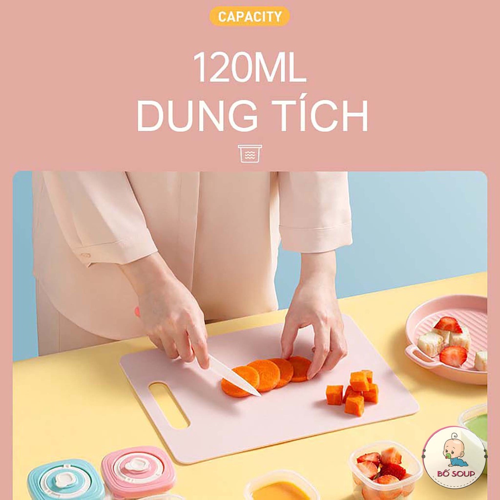 Hộp trữ đông, hộp trữ đồ ăn dặm cho bé 120ml Misuta, dùng được trong lò vi sóng Shop Bố Soup