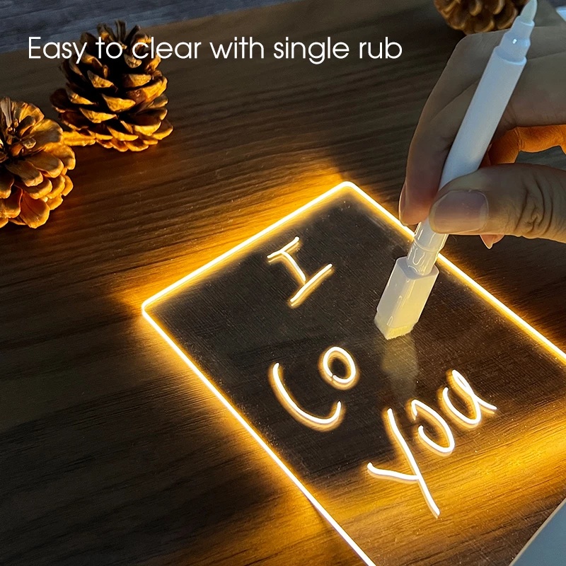 Bảng Ghi Chú Bằng Acrylic Trong Suốt Có Đèn Led Và Bút Xóa Được Tiện Dụng