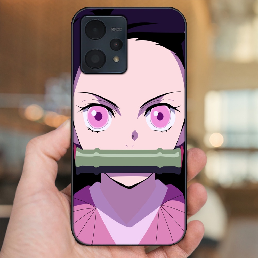 Ốp lưng Realme 9, 9 Pro, 9 Pro Plus viền đen in hình Nezuko Kimetsu no Yaiba
