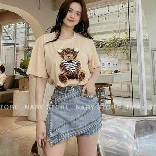 Chân váy jean đắp tà chéo chất jean đẹp đủ sz