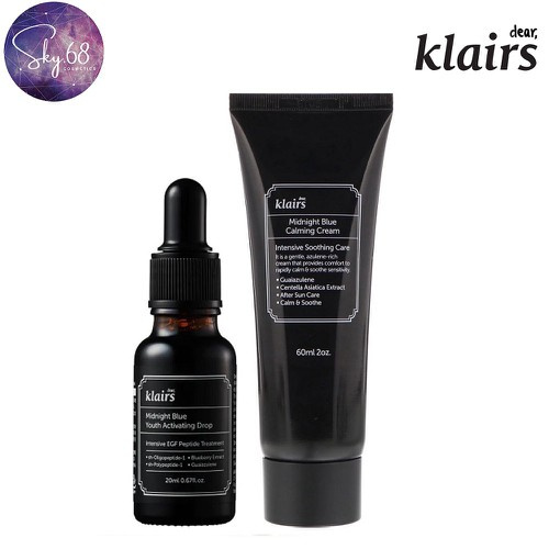 Combo Kem + Serum Phục Hồi Da Tổn Thương, Nhạy Cảm Klairs Midnight Blue