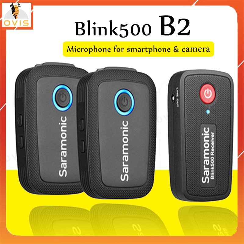 Saramonic Blink500 B1 / B2 - Micro Cài Áo Không Dây Cho Máy Ảnh, Máy Quay, Điện Thoại, Phạm Vi Thu 50m, Pin 5h Liên Tục
