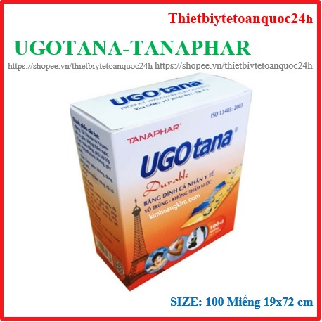 [Chính hãng] Urgo, Băng dính y tế Ugotana, miếng dán vết thương(hộp 102 miếng)- 19x72mm