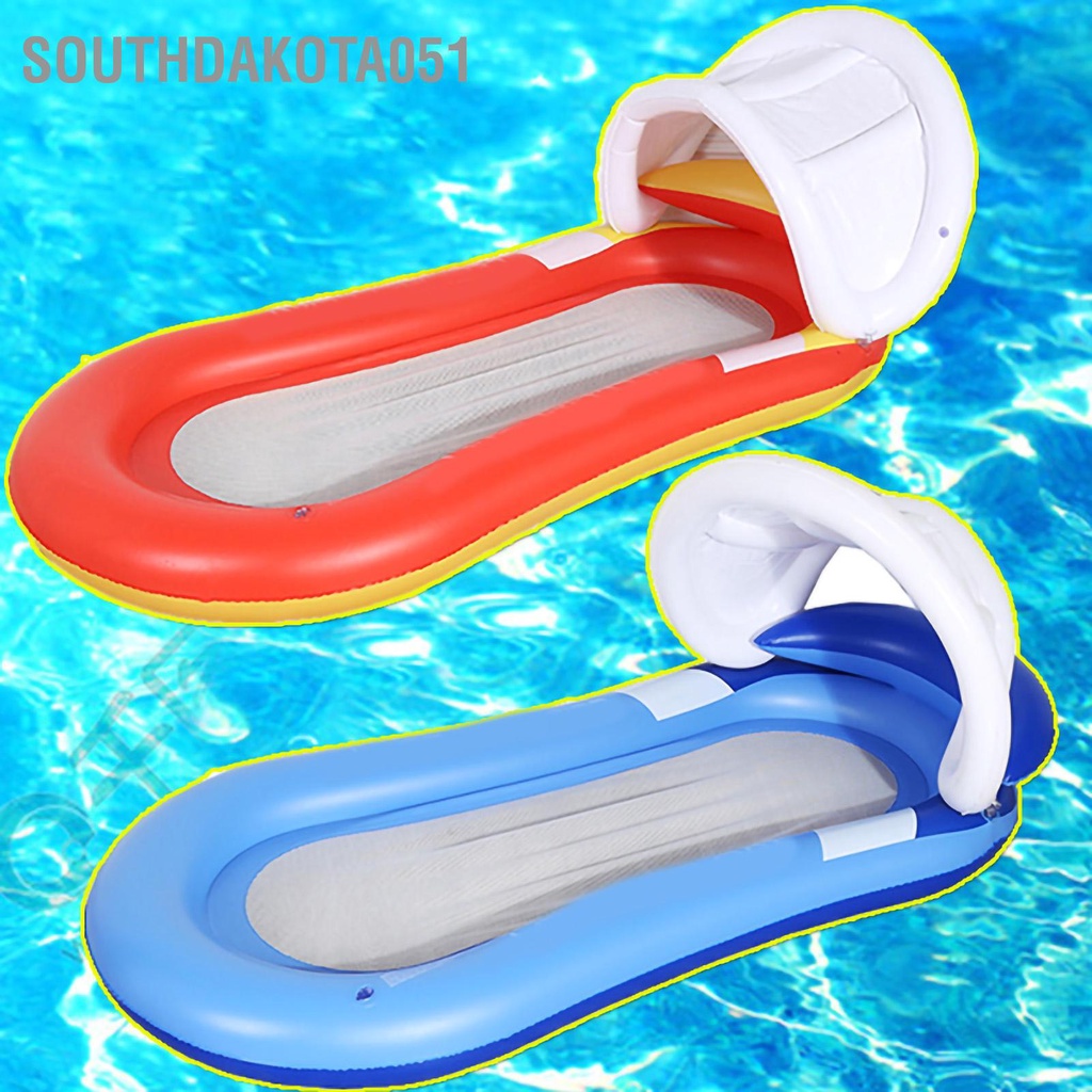 Southdakota051 Có thể gập lại Võng bơi bơm hơi cho người lớn Giường nổi dành Ghế ngồi trên sàn nước mùa hè thư giãn có lưới 160x90cm