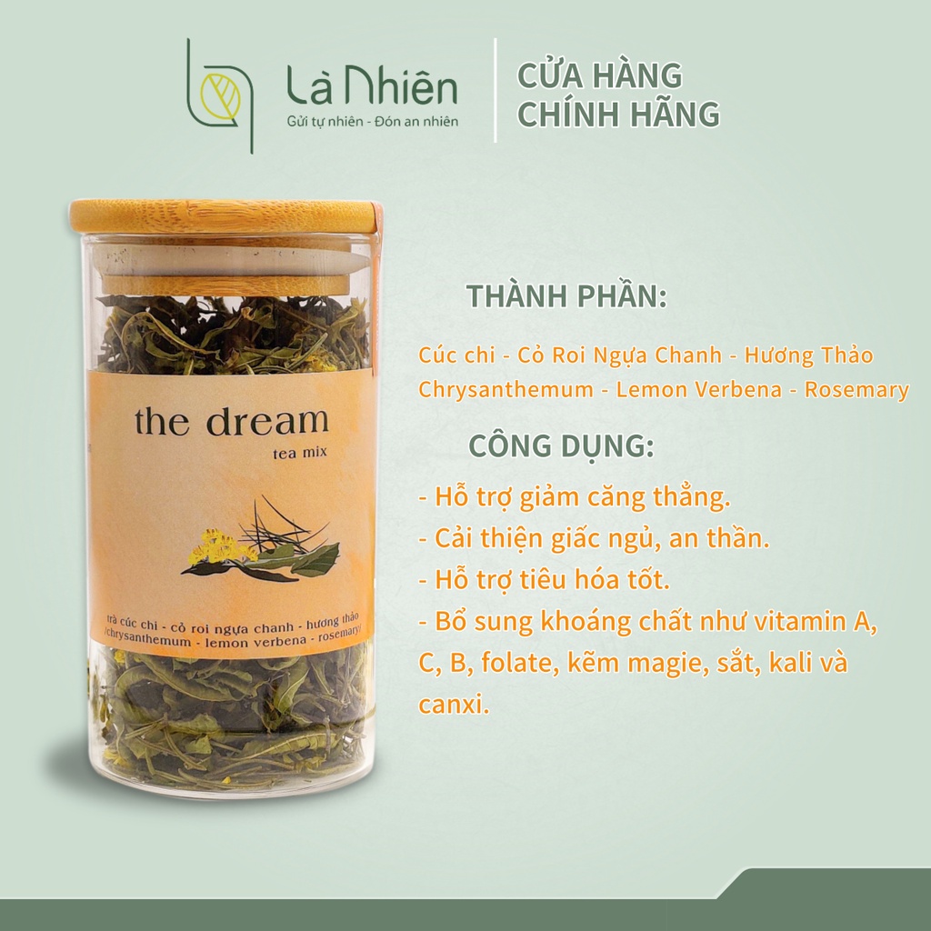 The Dream Mix Tea - Trà Ngủ Ngon Là Nhiên, thảo mộc dưỡng nhan, thuần tự nhiên, lọ thuỷ tinh