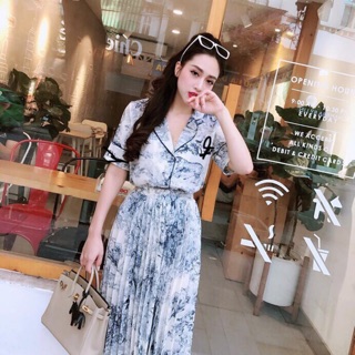 váy 2 dây và set dior chân váy xếp ly