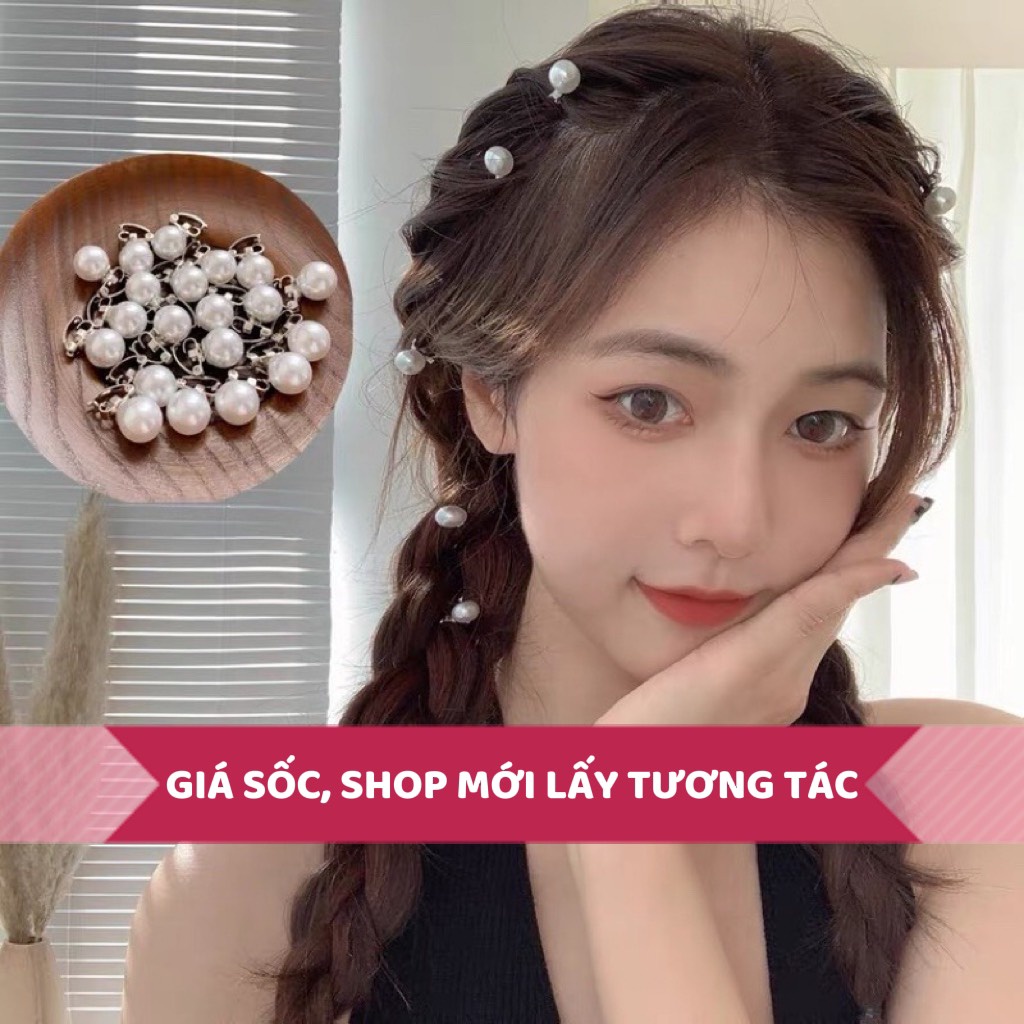 1Kẹp tóc ngọc trai nhân tạo hot trend, kẹp tóc cô dâu thời trang phong cách nữ tính hàn quốc