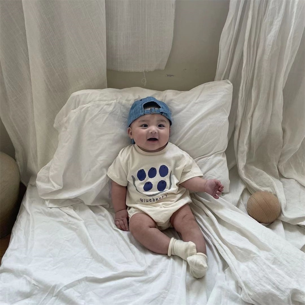 Áo Liền Quần Tay Ngắn In Hình Trái Cây Dễ Thương Cho Bé 0-2 Tuổi