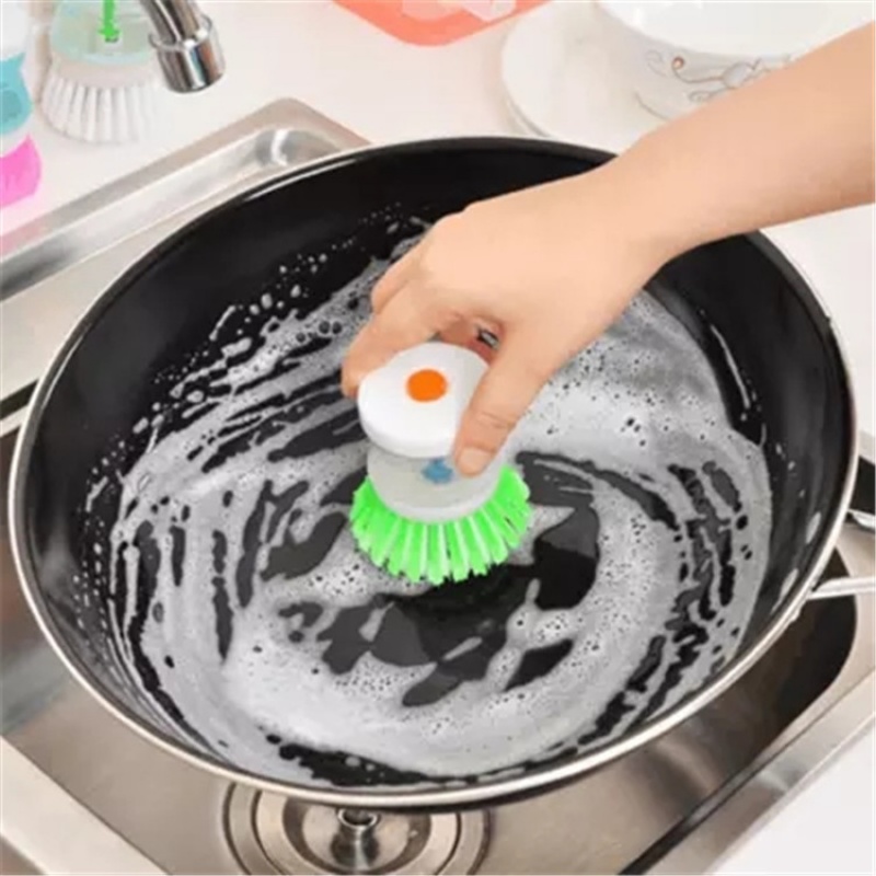 Cọ rửa vệ sinh có ngăn đựng dung dịch dạng nhấn đa năng tiện lợi dành cho nhà bếp