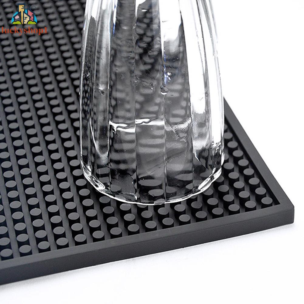 1 Miếng Lót Ly Bằng Cao Su PVC Dày Chống Trượt Màu Đen Hình Chữ Nhật