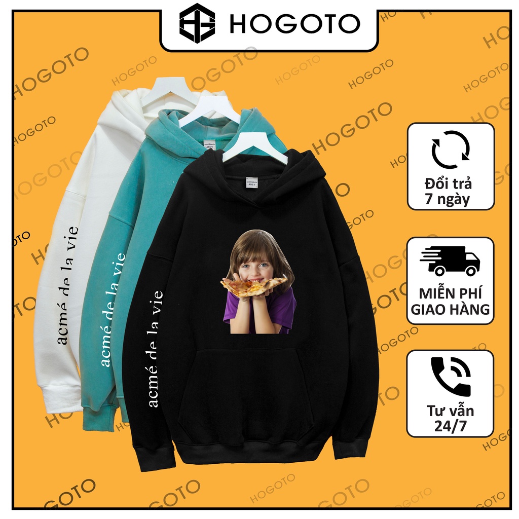 Áo nỉ Hoodie ADLV BÉ PIZZA Hogoto shop , Áo hoodie nam nữ nỉ bông cotton