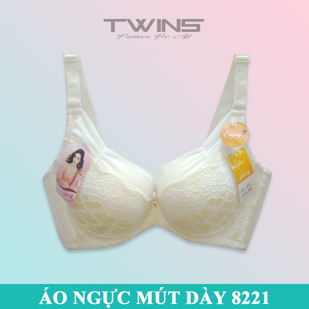 Áo lót nữ ren nâng ngực Joy 8221 mút cotton dày mềm mịn cúp xéo nguyên ngực size 36-38-40 mặc áo dài