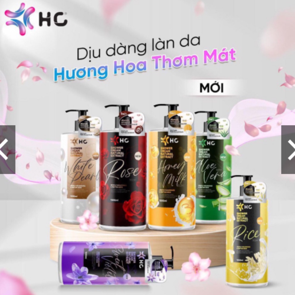 Sữa Tắm HC Rice Trắng Da Sáng Mịn Tự Nhiên 1000 ml