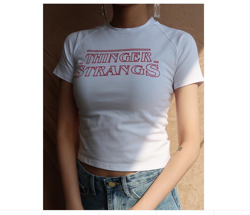 Áo Croptop Tay Ngắn Hoạ Tiết Chữ In Cho Nữ