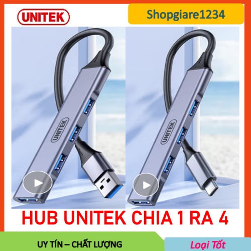 Hub USB Type-C chia 4 cổng USB UNITEK H204B mini - Chính hãng - Bảo hành 18 tháng