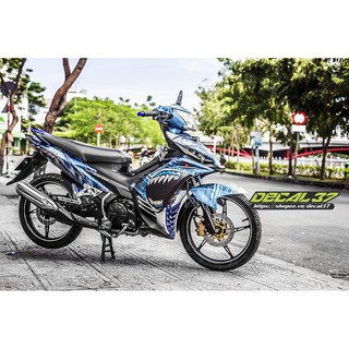 Tem Trùm Exciter 135 Cá Mập xanh Trắng