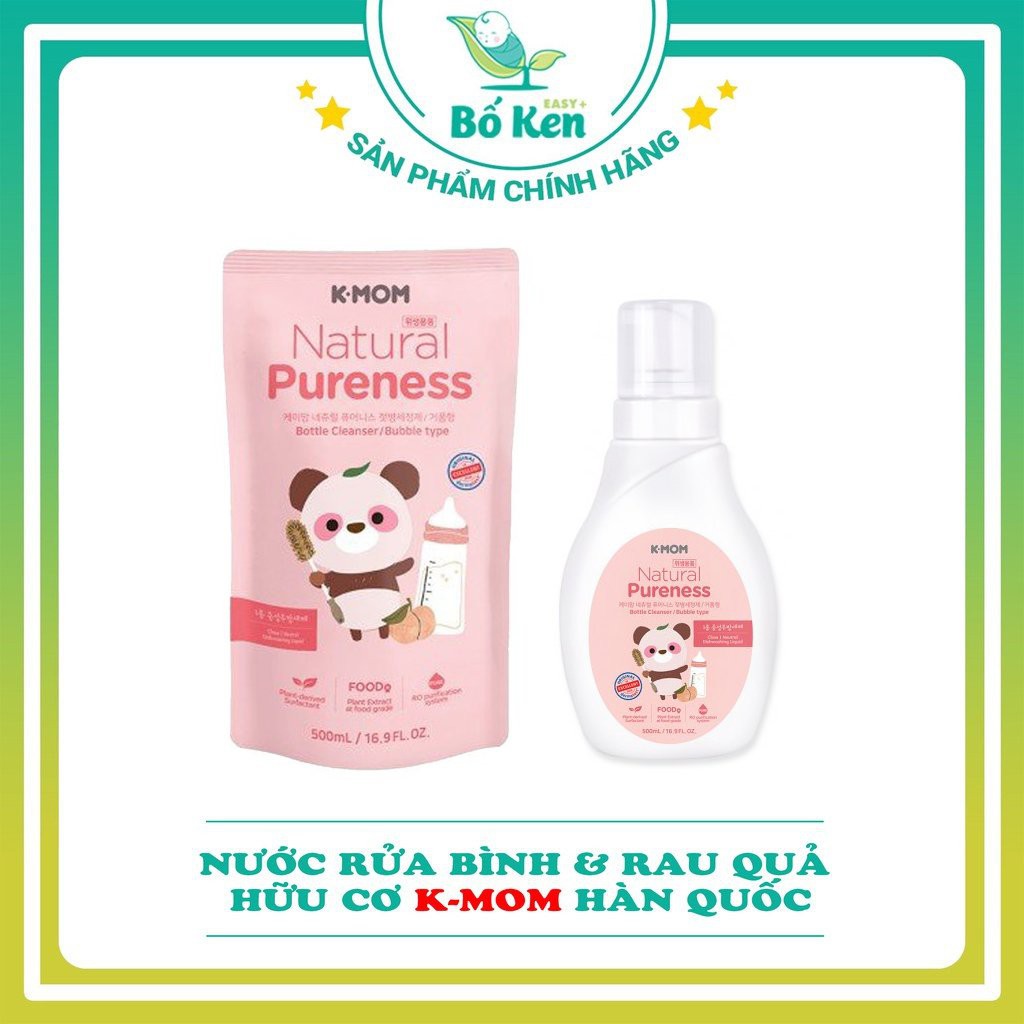 Shop Bố Ken NƯỚC RỬA BÌNH &amp; RAU QUẢ HỮU CƠ K-MOM HÀN QUỐC [TÚI/ CHAI 500ML]